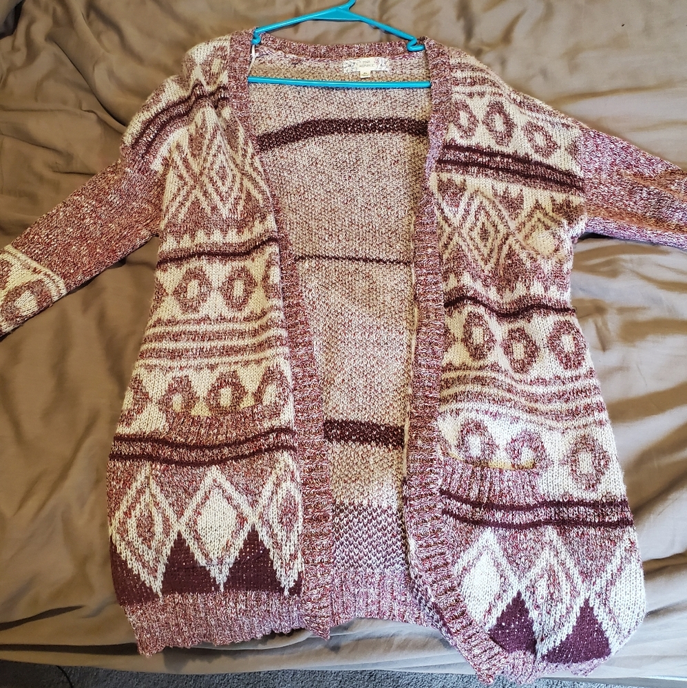 Burgundy & Cream Sweater